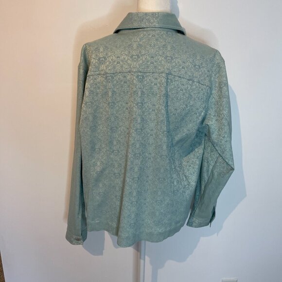 Susan Graver Aqua Embossed Jacket size XL - Picture 2 of 5